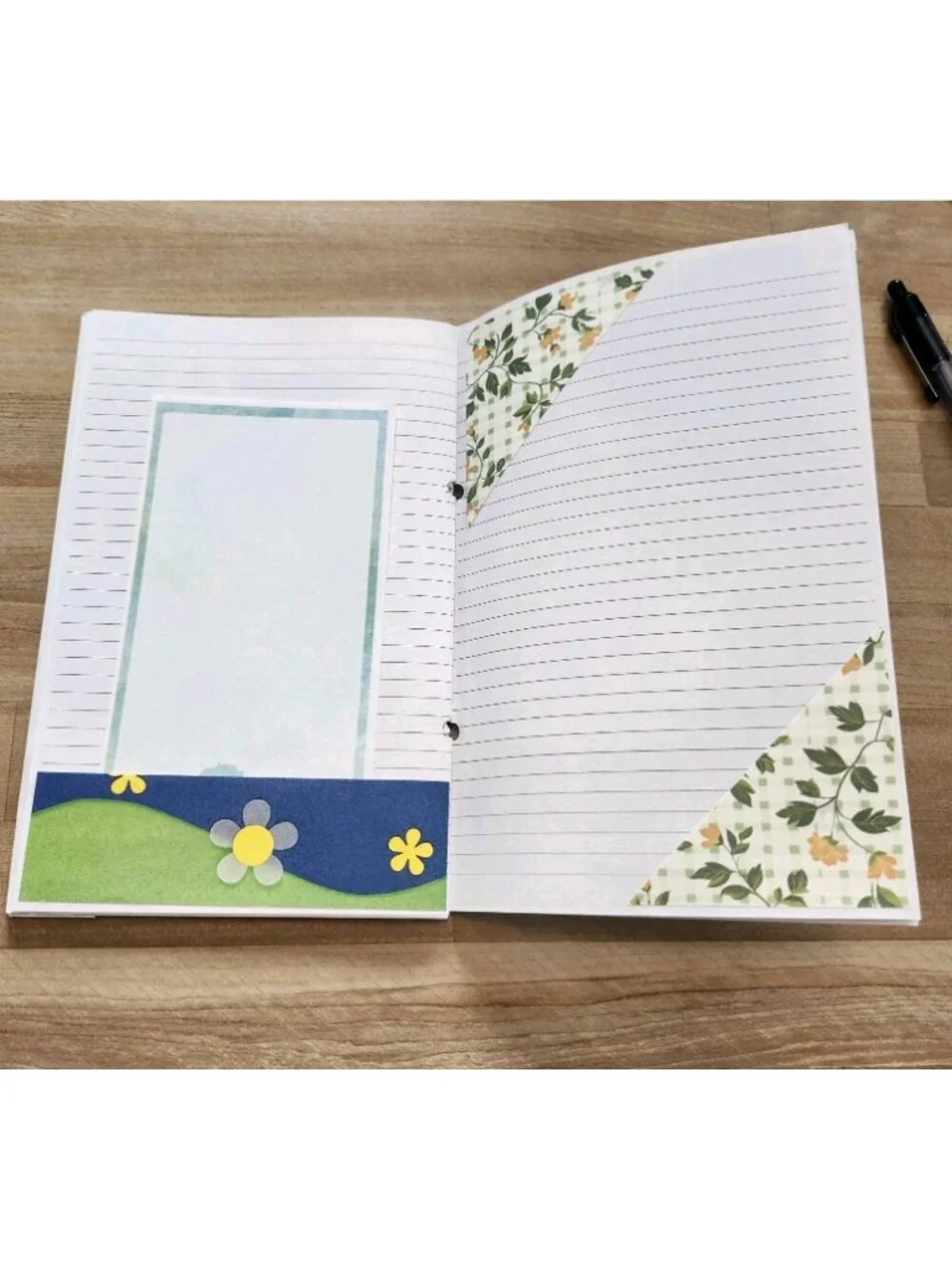 Green Garden Theme Junk Journal Booklet Blank Handmade 8.5 x 5.5